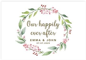 Andaz Press Custom Personalized Disposable Paper Placemats, 12 x 18 Inch, Set of 25, Our Happily Ever After Gold, Tableware, Dining, Tabletop, Table Setting for Wedding, Bridal Shower by AndazPress