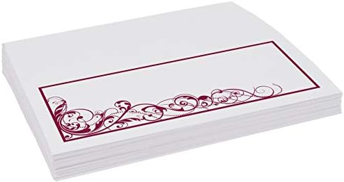 Scribble Vintage Swirl Place Cards, Burgundy, Set of 60, Pre-cut and Scored - Image 4