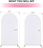 7.2FT 6FT White Arch Backdrop Cover Set of 2, Wrinkle-Free Stretchy Spandex Wedding Arch Set, Round Chiara Backdrop Stand for Birthday Party Baby Shower Photo Background - Image 5