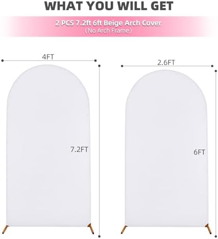 7.2FT 6FT White Arch Backdrop Cover Set of 2, Wrinkle-Free Stretchy Spandex Wedding Arch Set, Round Chiara Backdrop Stand for Birthday Party Baby Shower Photo Background - Image 5