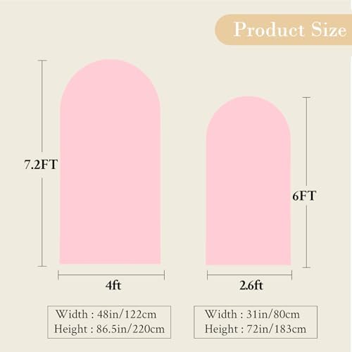 7.2FT 6FT Arch Backdrop Cover for Wedding, Set of 2 Stretchy Spandex Fitted Arch Stand Cover for Baby Shower, Birthday Party Decor, Chiara Backdrop Cover with Double-Sided Design(Pink, Blue) - Image 6
