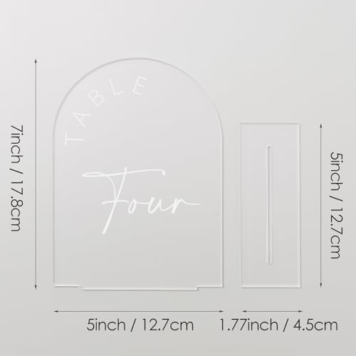 Frosted Arch Wedding Table Numbers 1-30 with Stands, 5x7 Inch Frosted Arch Acrylic Sign with White Letters, Arched Acrylic Table Numbers for Wedding Reception - Image 3