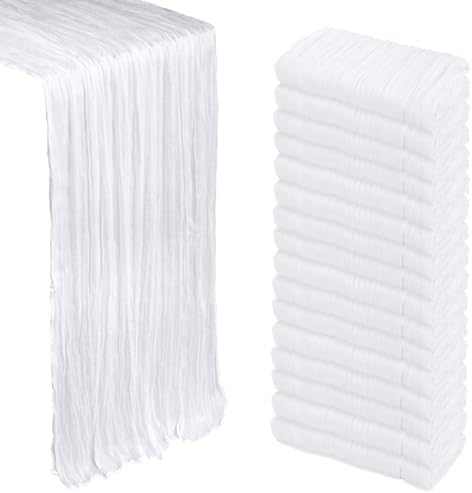 16 Pack 23 x 120 Inch White Table Runner 10Ft Cheesecloth by Heneger