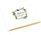 Andaz Press Personalized Baby Shower Guestbook with Gold Accents, Tropical Palm Leaves Custom Name, Date, White Guest Sign In Registry 120 Pages 8.5 X 8.5 Memories Book for DIY, Scrapbook, Photo Album by AndazPress