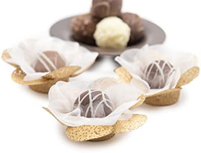 Fabric Handmade Truffle Cups | Truffle Liners | Truffle Wrappers | Fominhas | candy cups for chocolate | Forminhas de Brigadeiro | candy liners (White & gold) - Image 7
