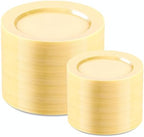 FLOWERCAT 200PCS Yellow Plastic Plates Disposable Plates for Party - Heavy Duty Plastic Plates - 100 10" Dinner Plates and 100 7" Salad Plates for Weddings, Easter Parties and Events by FLOWERCAT