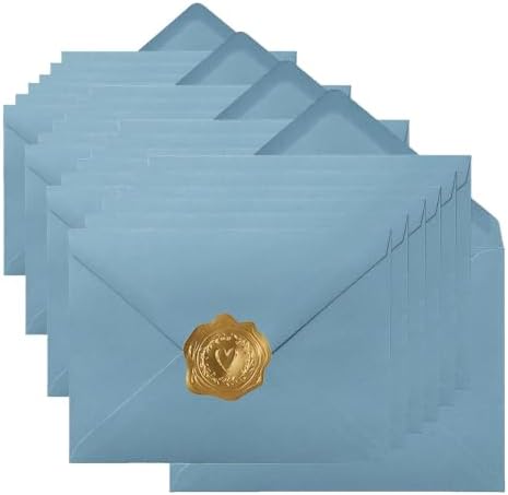 100 Pieces A7 Envelopes 5x7 Dusty-Blue, 5.24 x 7.24 Inches (Pack of 4) by Toperd