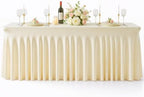 2 Pack 6ft Champagne Spandex Table Cloths for Rectangle Tables Wrinkle Free Champagne Rectangle Tablecloths, Stretch Fitted Table Cover with Skirt for Wedding Birthday Party Banquet Baby Shower Buffet - Image 5