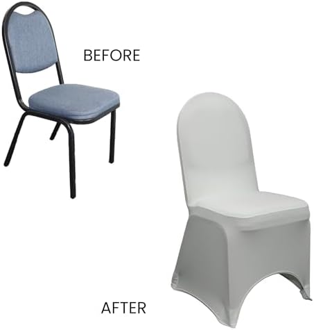 YOUR CHAIR COVERS - 6 Pack Silver Stretch Spandex Banquet Chair Wedding Slip Covers - Premium Quality Cover - Image 5