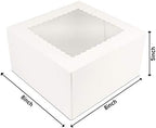 O'CREME White Square Cake Box 8 x 8 x 5 Inch, with Scalloped Window, Kraft Paperboard Bakery Box with Auto-Popup Window - Pack of 25 - Image 2
