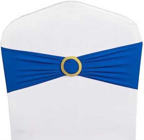 Pack of 50 Royal Blue Chair Sashes with Gold Buckles Chair Bands Bows - Image 5