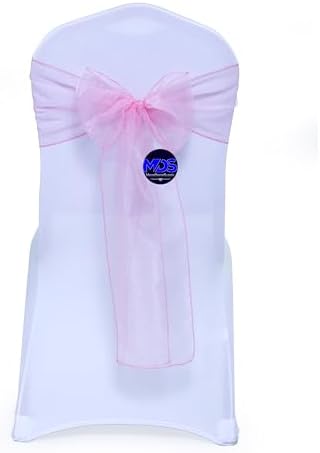 MDS Pack of 100 Organza Chair Sashes for Wedding & Event Décor – Blush Pink by MDS