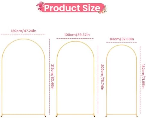 7.2FT+6.6FT+6FT Arch Wedding Arch Backdrop Stand, Heavy Duty Metal Arch Frame for Balloons, Flowers & Fabric, Event Decoration Stand for Ceremony, Party & Photos - Image 2