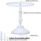 Set of 3 White Cake Stands, Metal Round Cake Holder Dessert Pie Pizza Display Stand 8" 10" 12" Serving Tray Decoration for Wedding Celebration Party Birthday Baby Shower - Image 4