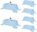 Fokitut 6 Pack Rectangle Tablecloth, 90x156 Inch, Stain Resistant and Wrinkle Polyester Table Cloth, Fabric Table Cover for Kitchen Dining, Wedding, Party, Holiday Dinner-Blue Mist by Fokitut