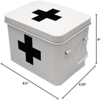Lassos Boutique Retro Enameled First Aid Box for Medicine Storage and Home Decor with Lid and Removable Tray (White/Black) - Image 5
