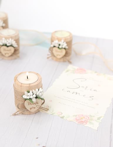 50 Piece Wooden Tealight Candle Holder Set for Wedding Party Guest Favors, Engagement Gift, Guest Return Favors, Bridal Shower Favors for Guests, Baby Shower Guest Favors.(Light Brown) - Image 6