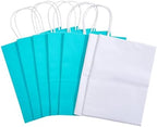 DjinnGlory 50 Pack Medium Size Teal Blue Paper Gift Bags with Handles 10x8x4 Inch and 50 White Tissue Paper for Small Business Wedding Bridal Baby Shower Birthday Party Favors Goodies - Image 7