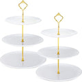 Gerrii 2 Pack 3 Tier Cupcake Stand Serving Tray Metal,White by Gerrii