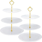 Gerrii 2 Pack 3 Tier Cupcake Stand Serving Tray Metal,White by Gerrii