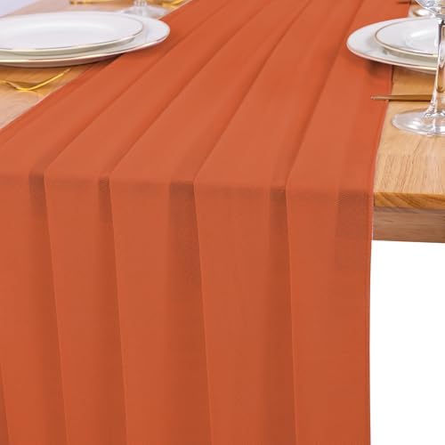 12 Pack Terracotta Table Runner 10ft Romantic Chiffon Table Runner for Wedding Baby Shower and Birthday Party Cake Table Decorations(120 x 12 in) - Image 4