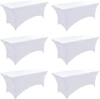 6-Pack 4ft White Spandex Table Covers for Rectangular Folding Tables - Wrinkle Resistant Stretch Tight Table Cloths - Ultimate Fitted Table Protector for Parties, Trade Shows, and Wedding by Unknown