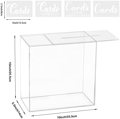 Hxezoc Clear Acrylic Wedding Card Box Large DIY Card Boxes with 4 "Card Text Stickers Gift Money Box Holder for Wedding Reception Anniversary Birthday Party Baby Shower Graduation Decorations - Image 4