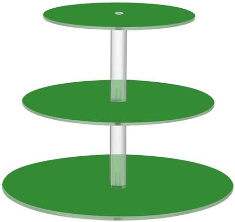 J JOYSAY Green Print Acrylic Cupcake Stand 3 Tier Dessert Table Display Set Clear Cake Stands for Party Wedding Baby Shower Decorations Easy Assembly Donut Tower by J+JOYSAY