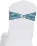 Pack of 120 Spandex Chair Sashes Bows Stretch Chair Cover Band with Buckle Slider Universal Elastic Chair Ties for Wedding Banquet Party Event Decoration (Dusty Blue) by Howhic