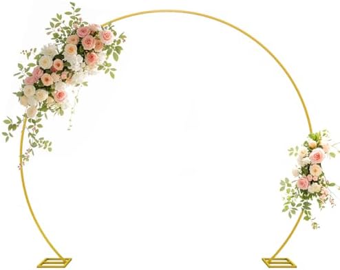 Wedding Arch Round Backdrop Stand Gold Metal Circle Backdrop Stand Circle Balloon Arch Stand Frame for Birthday Party Bridal Shower Anniversary Ceremony Candy Tables Celebration in 2.6x2.8m by IKULE