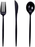 PULOTE 150PCS Black Plastic Silverware Set Disposable - Heavy Duty Black Plastic Cutlery - Black Plastic Utensils Set Include 50 Forks,50 Spoons,50 Knives for Party&Graduation by PULOTEpartywareWesupplyproductsandyouenjoylife