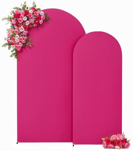 Hot Pink Arch Backdrop Cover Set of 2 Birthday Party Arch Covers 7.2 and 6ft Wedding Arch Cover Stretchy Backdrop Bridal Baby Shower Birthday Party Photo Background by HBBMAGIC