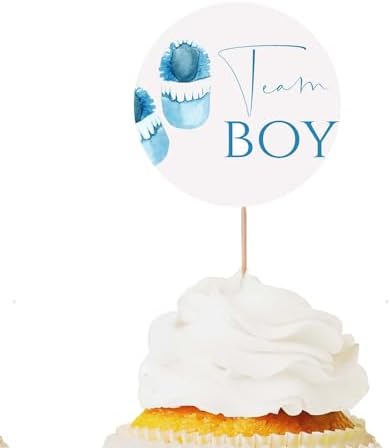 Set of 24 Cupcake Toppers | Gender Reveal Cupcake Toppers | Party Cupcake Toppers | Party Decorations | Baby Shower Toppers | Congrats on Pregnancy by Handmade