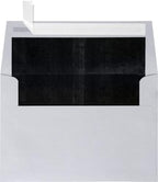 LUXPaper A4 Foil Lined Invitation Envelopes | Peel & Press | 4 1/4" x 6 1/4" | Silver w/Black LUX Lining | 80lb. Text | 250 Qty by LUXPaper