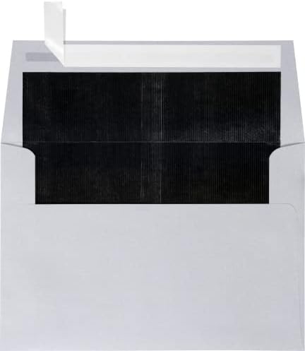 LUXPaper A4 Foil Lined Invitation Envelopes | Peel & Press | 4 1/4" x 6 1/4" | Silver w/Black LUX Lining | 80lb. Text | 250 Qty by LUXPaper