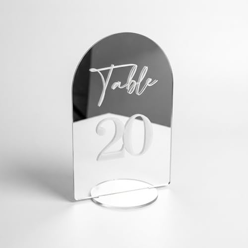 Acrylic Mirror Arch wedding table numbers 1-20 for Wedding and Events, Silver, 3.94 x 5.91 Inches, Set of 20 - Image 3