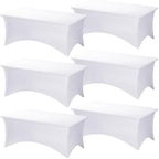 Fixwal 6 Pack 6FT White Tablecloth Rectangle Spandex Fitted Table Cover by Fixwal