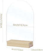 20 Pack Clear Arch Acrylic Sign with Wood Stand- 5x7 Inch Blank Clear Arch Acrylic Sign and 4 Inch Wood Base for DIY Wedding Table Numbers - Image 2