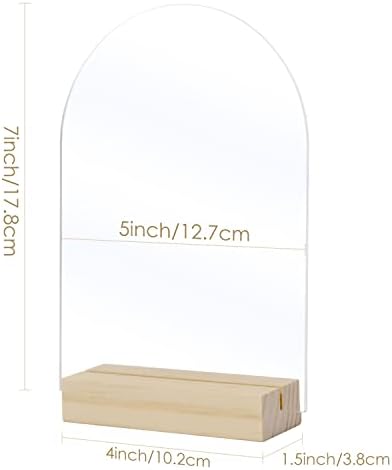 20 Pack Clear Arch Acrylic Sign with Wood Stand- 5x7 Inch Blank Clear Arch Acrylic Sign and 4 Inch Wood Base for DIY Wedding Table Numbers - Image 2