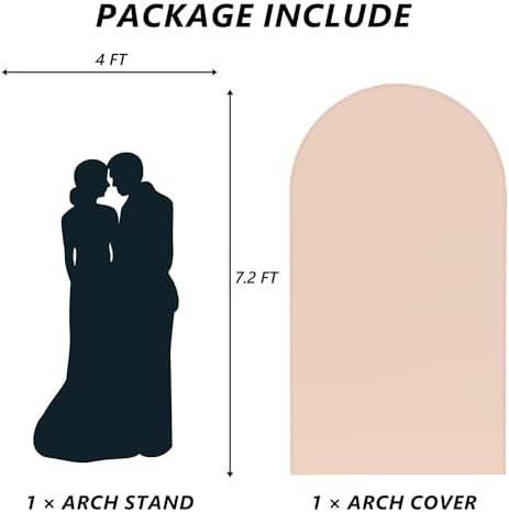 Neatsure Arch Backdrop Stand and Cover Set, 7.2FT Metal Photo Balloon Arch Backdrop Stand for Wedding Birthday Party Baby Shower Ceremony Graduation Decoration, Nude - Image 2