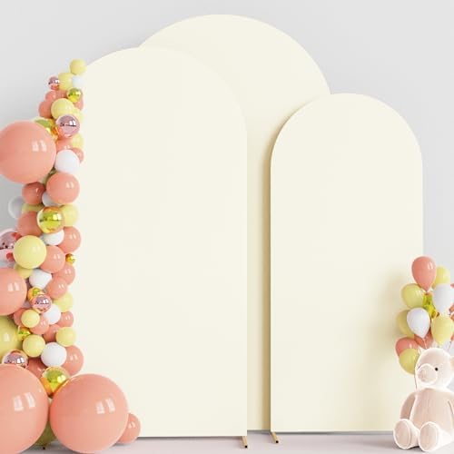 Wokceer Arch Backdrop Cover 8FT,7.2FT,6.6FT Ivory Arch Covers Stretchy by Wokceer