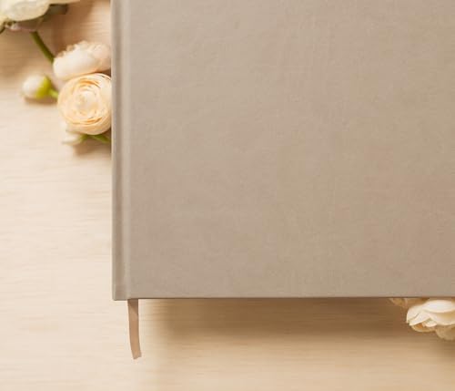 MUUJEE Personalized Guestbook in Taupe - Premium Custom Modern Guest Book for Wedding Reception, Birthday Party or Events w/Bookmark Blank Pages for Signing 11.5 x 8.5 inches - Image 4