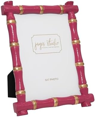 Jaye's Studio Cast Metal Decorative Photo & Picture Frame With Easel Stand, Glass Display, Handmade Bamboo Design, Tarnish Resistant Finish, Gracie Chloe Line, 3 Size Options (Pink, 5x7) - Image 2