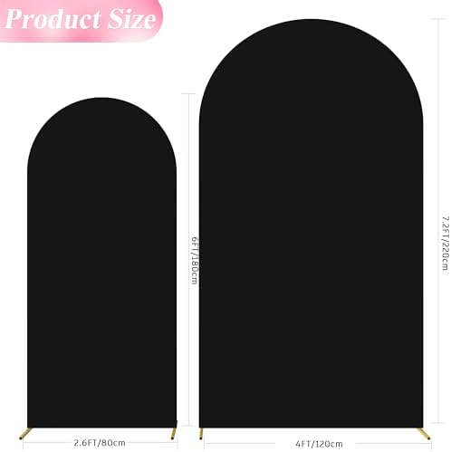 Wokceer Arch Backdrop Cover 7.2FT, 6FT Black Arch Covers Stretchy Backdrop - Image 2