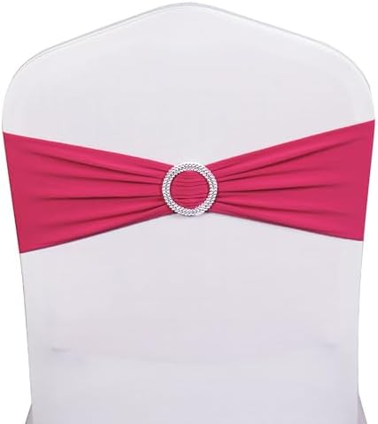 50 Pack Hot Pink Spandex Chair Sashes - Image 2