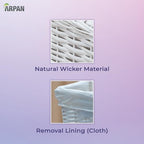 Arpan Small White Wicker Gift Hamper Storage Basket with White Cloth Lining - Image 7
