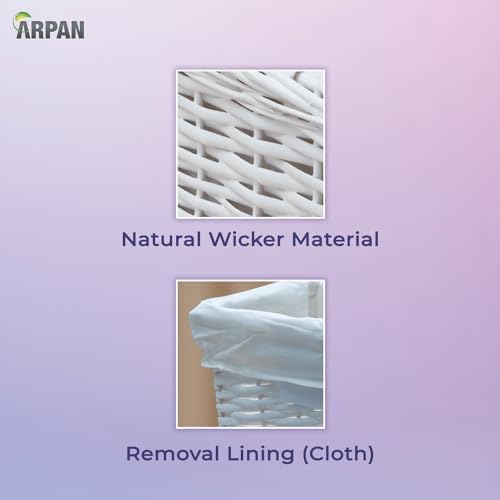Arpan Small White Wicker Gift Hamper Storage Basket with White Cloth Lining - Image 7