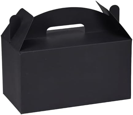30 Pcs Large Party Favor Boxes, 9.45x5x5 Inch Black Treat Boxes, Gable Boxes Candy Boxes Goodie Boxes Paper Gift Boxes with Handles for Kids Birthday Party Decoration Baby Shower Wedding by AOSRIC