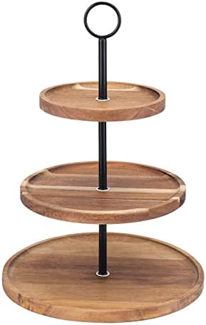 3 Tier Cupcake Stand, Wood Tiered Serving Tray Cupcake Tower, Serving Stand Display Dessert Cookie Candy Buffet Holder for Home Tea Party, Wedding, Farmhouse, Tea Party, Kitchen Decor - Image 2