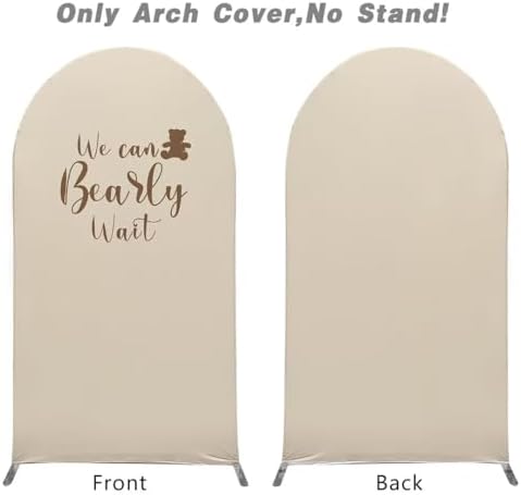 Beige Arch Backdrop Covers We Can Bearly Wait Theme Arch Stand Fabric Cover for Birthday Baby Shower Cake Table Supplies Decoration (4x7.2FT) - Image 5